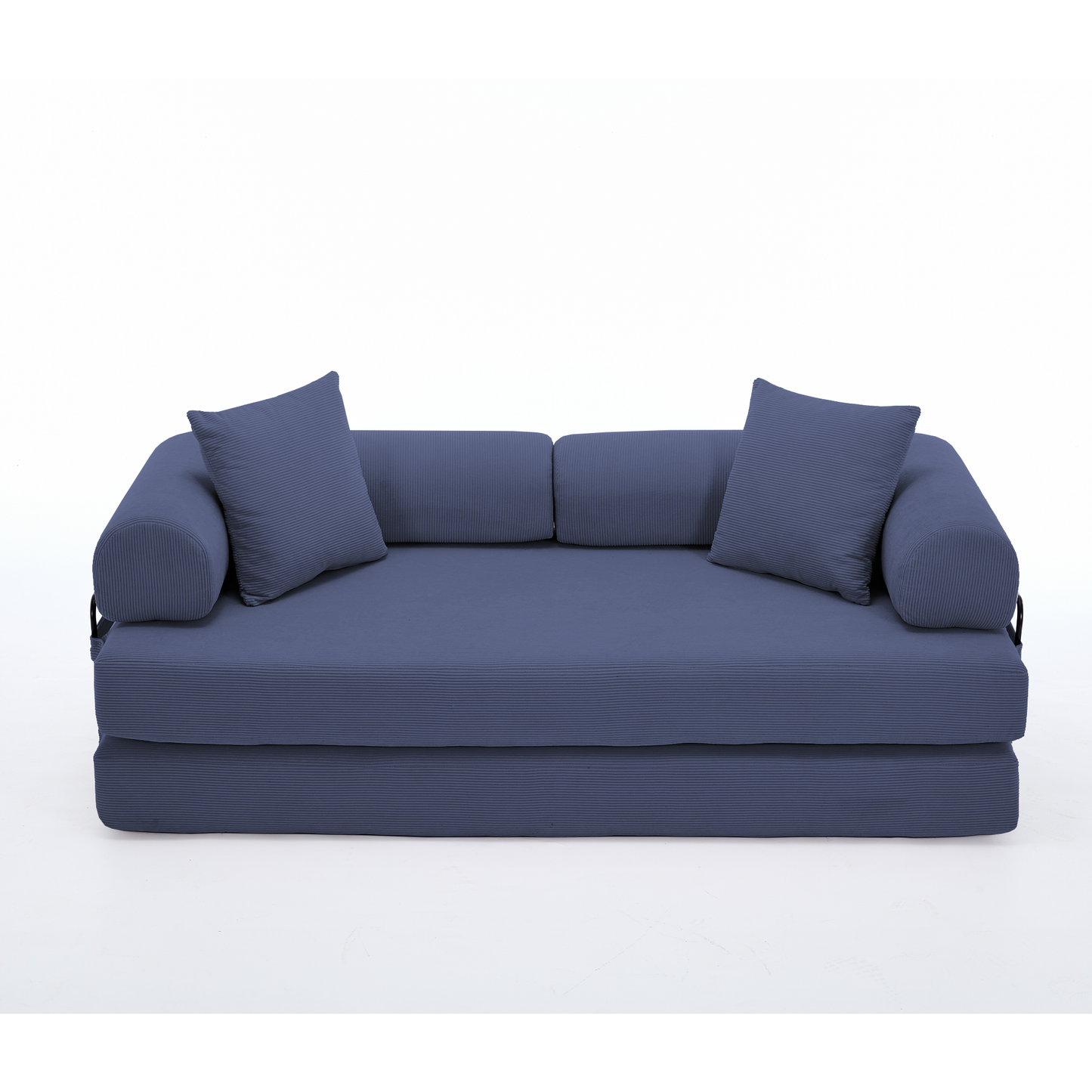 [NEW ARRIVED] [VIDEO PROVIDED] 78.5' Folding Convertible Out Sleeper Sofa Bed,4-in-1 DIY Combination Convertible Sofa,3 seat, Folding Sofa, King Size , Bedroom,Apartment,Corduroy,Blue