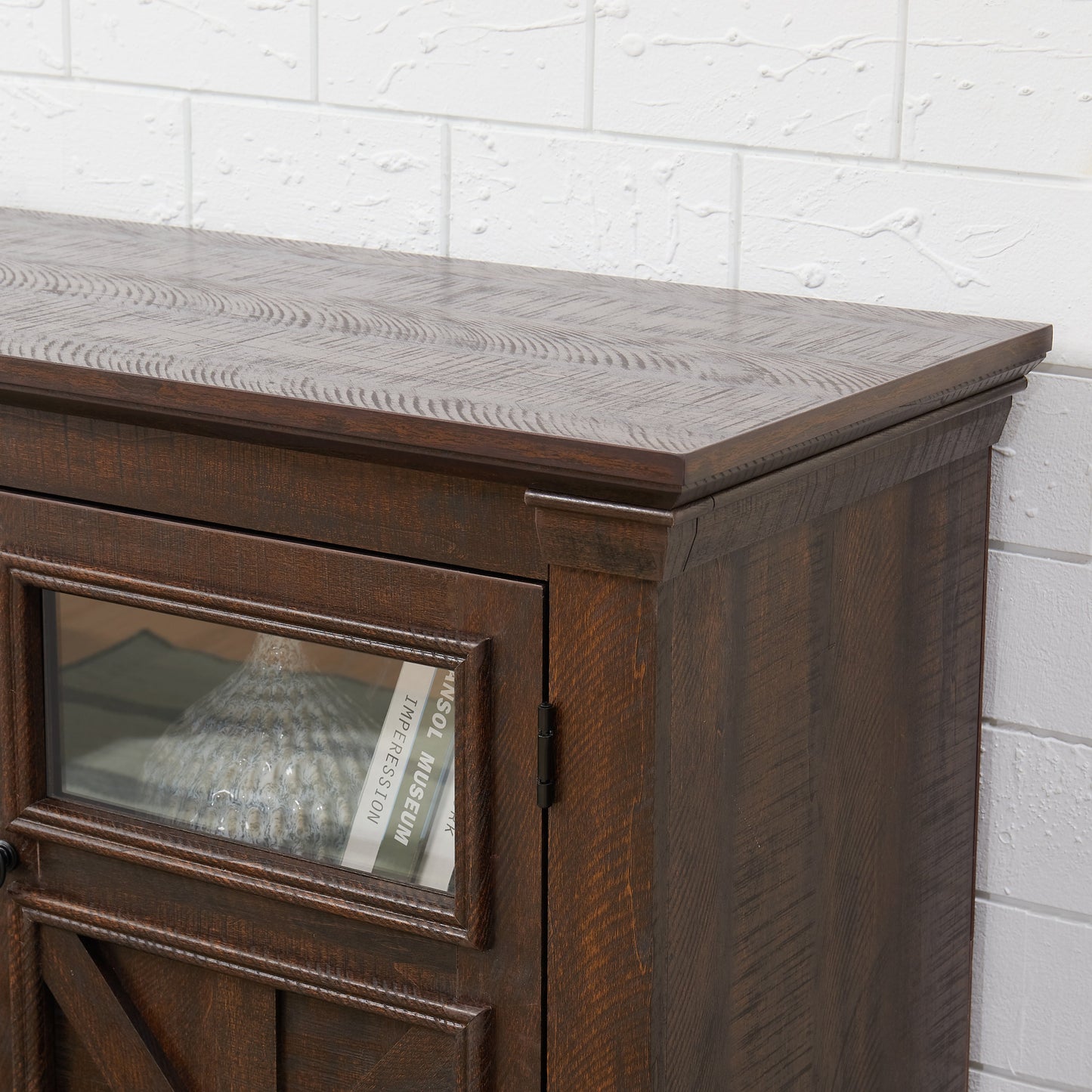 2 Doors Cabinet Farmhouse  Cabinet, Farmhouse TV Stand Barn Design,Farmhouse TV Media Stand, Large Barn Inspired Home Entertainment Console with 18' fireplace insert,Espresso,60.23'W*15.35'D*31.7'H