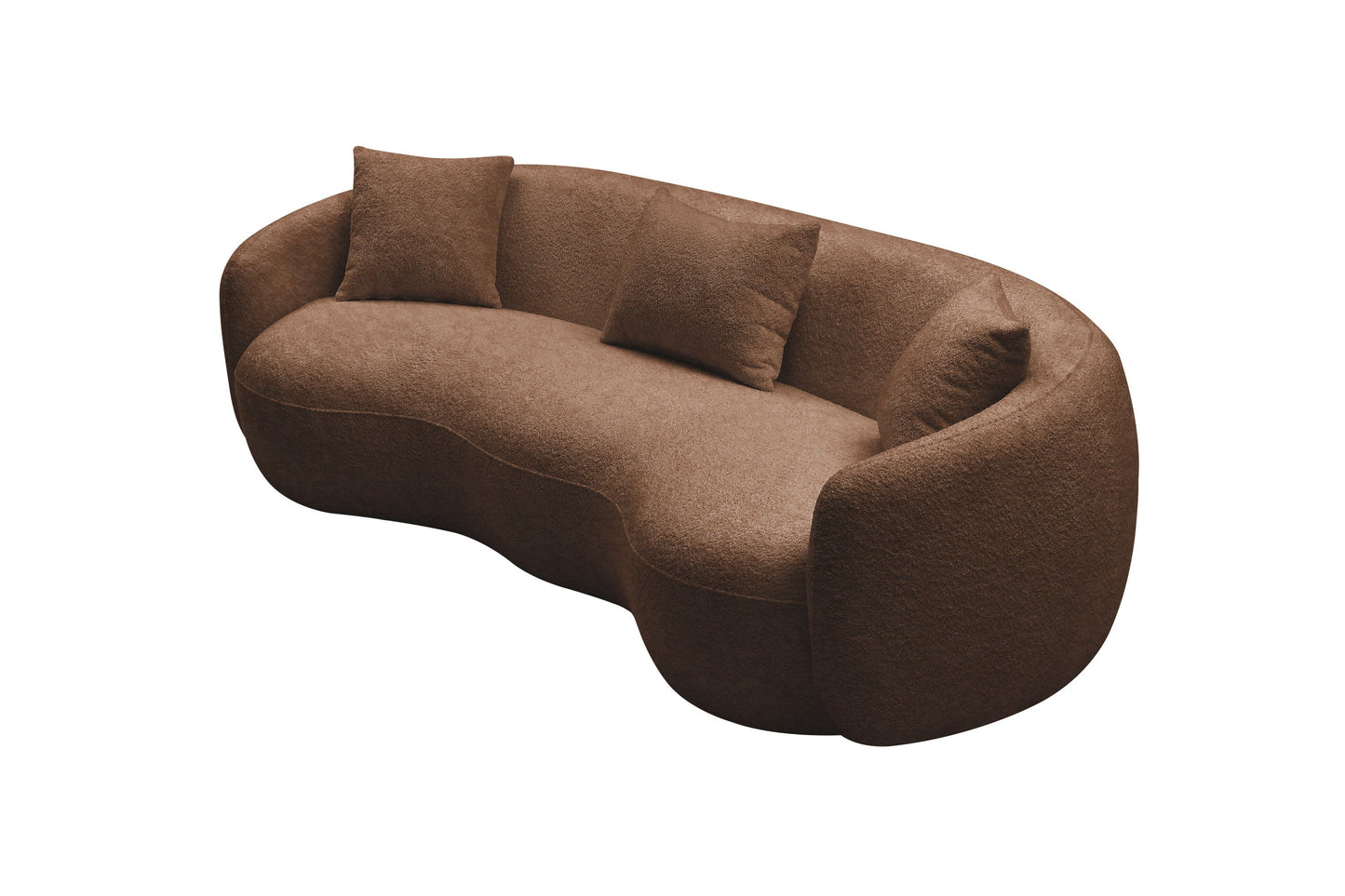 Mid Century Modern Curved Living Room Sofa,  Boucle Fabric Couch for Bedroom, Office, Apartment, Brown