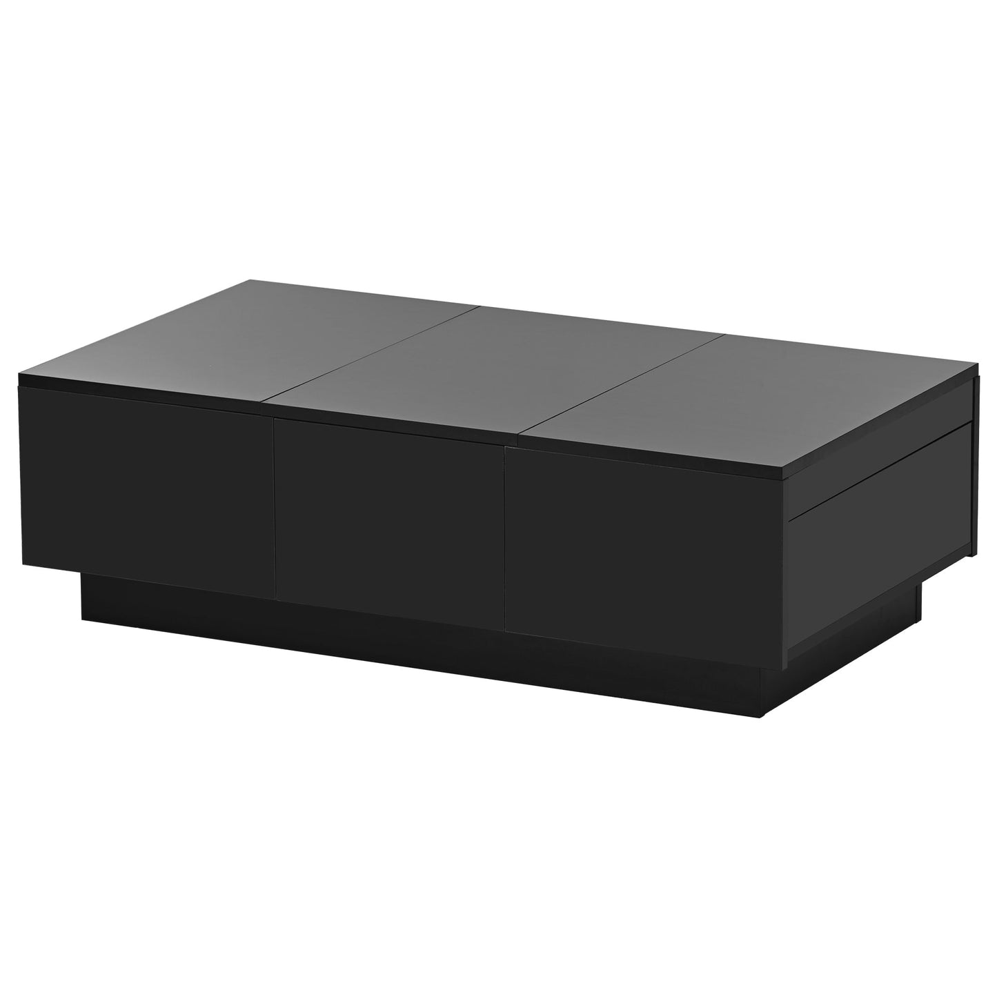 [VIDEO provided] ON-TREND Coffee Table with 2 large Hidden Storage Compartment, Extendable Cocktail Table with 2 Drawers, High-gloss Center Table with Sliding Top for Living Room, 39.3'x21.6', Black