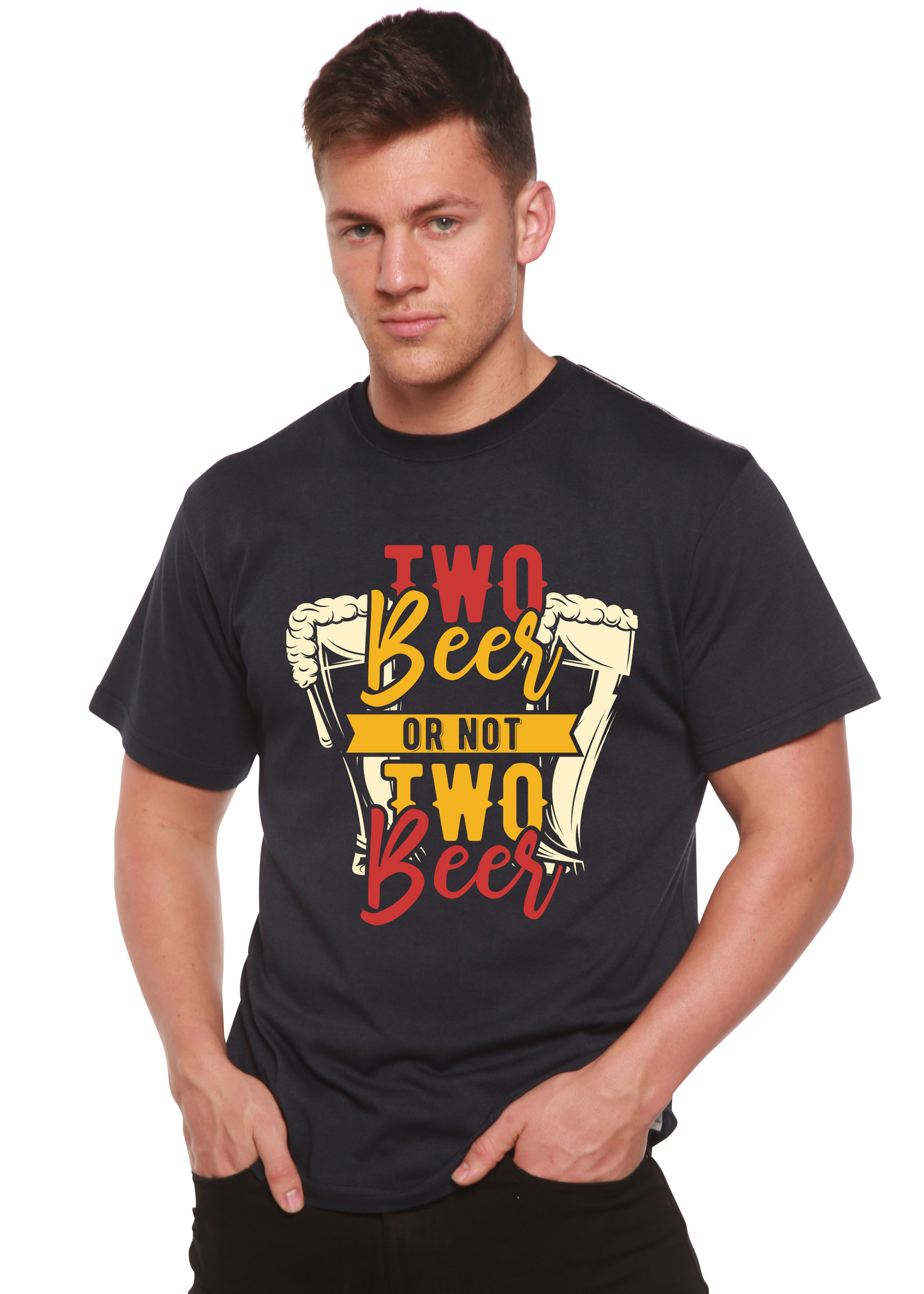 Two Beer Men's Bamboo Viscose/Organic Cotton Short Sleeve Graphic T-Shirt