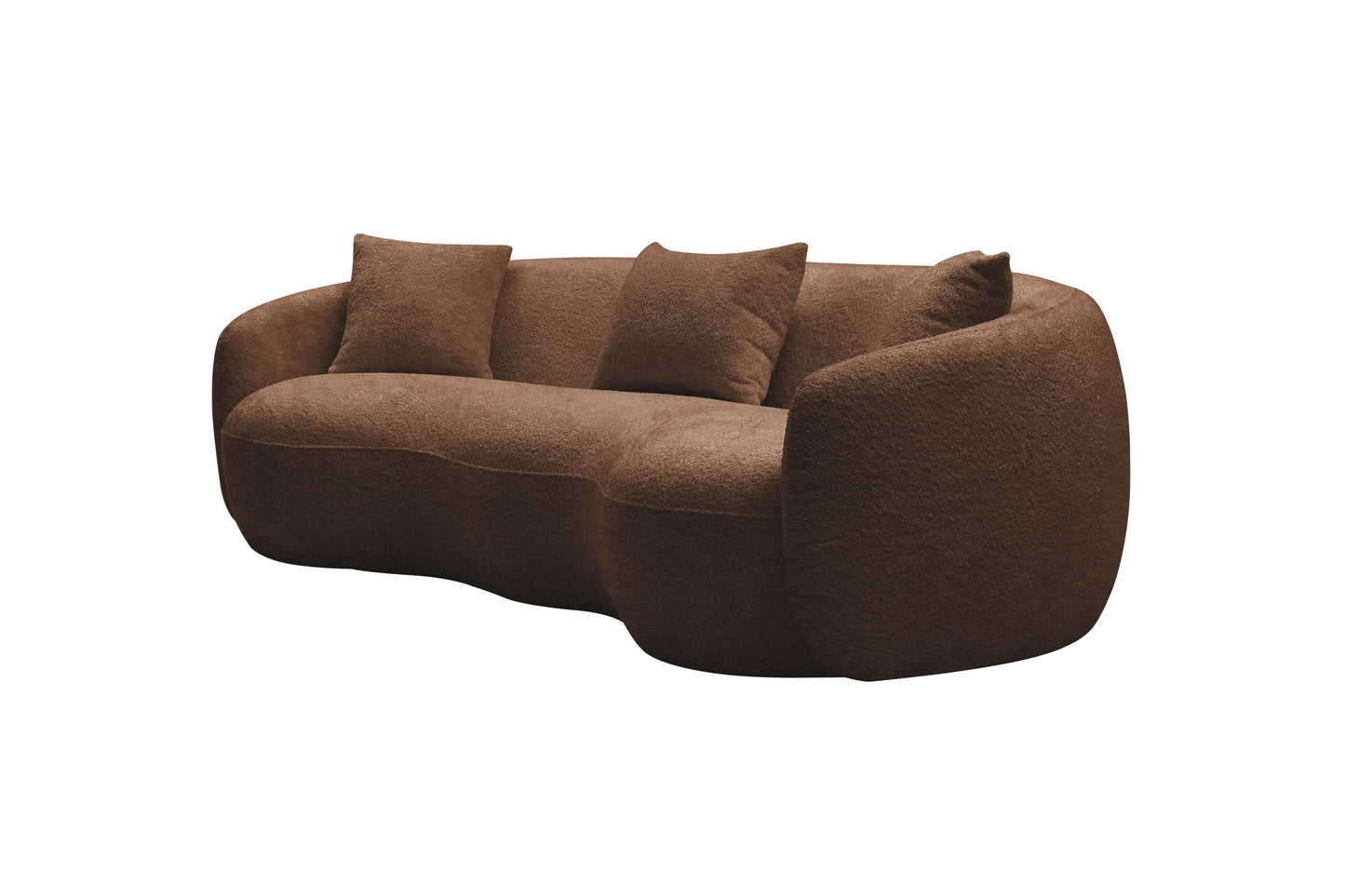 Mid Century Modern Curved Living Room Sofa,  Boucle Fabric Couch for Bedroom, Office, Apartment, Brown