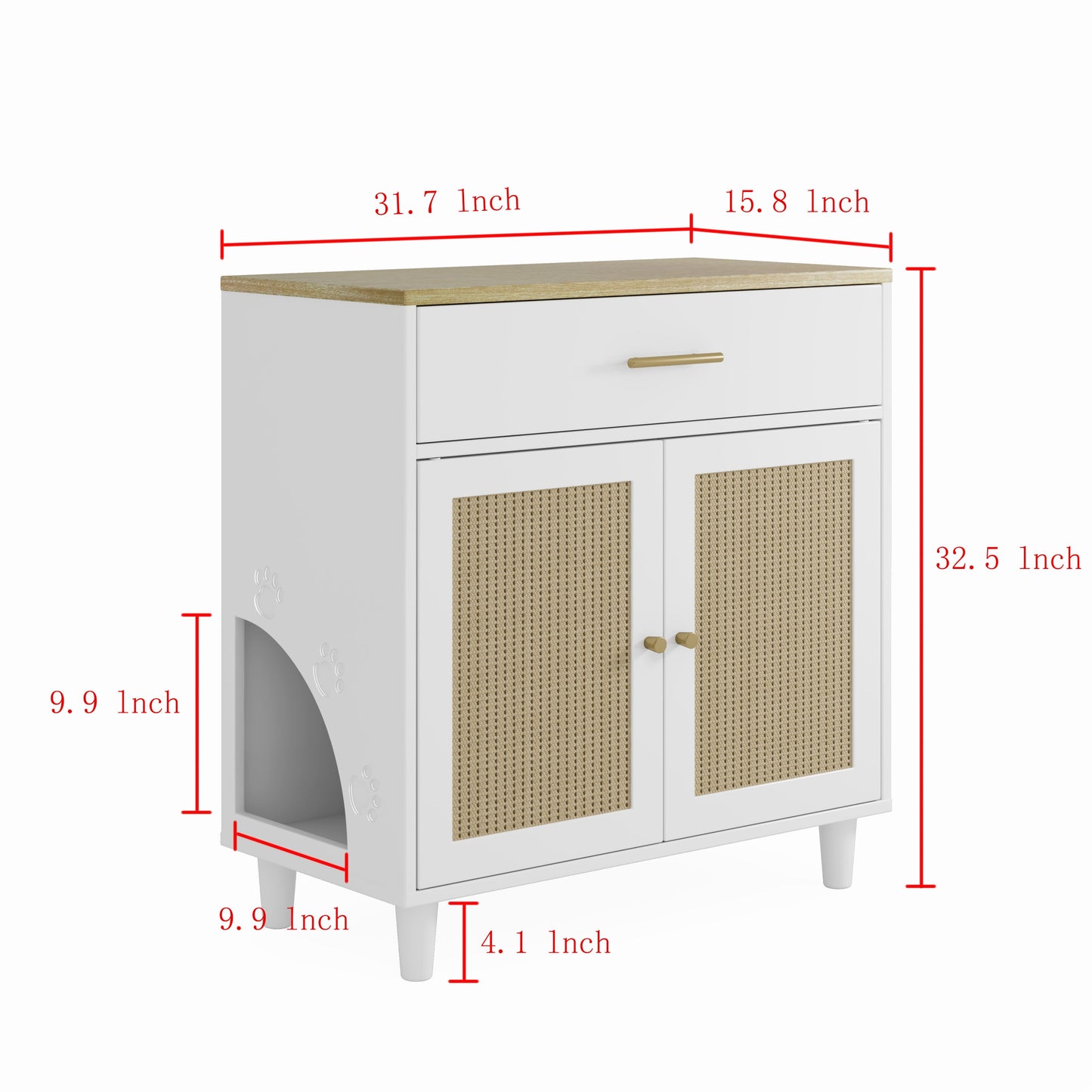 Cat Litter Box Enclosure with Scratch Pad, Hidden Litter Box Furniture, Wooden Pet House Sideboard, Storage Cabinet, Fit Most Cat and Litter Box, for Living Room Office