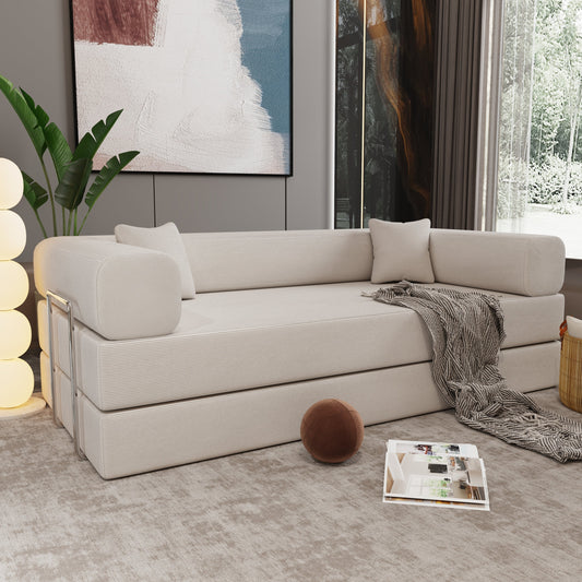 Double sofa, sofa bed, multifunctional compression sofa, wide body sofa, pure sponge sofa, fine striped velvet fabric sofa