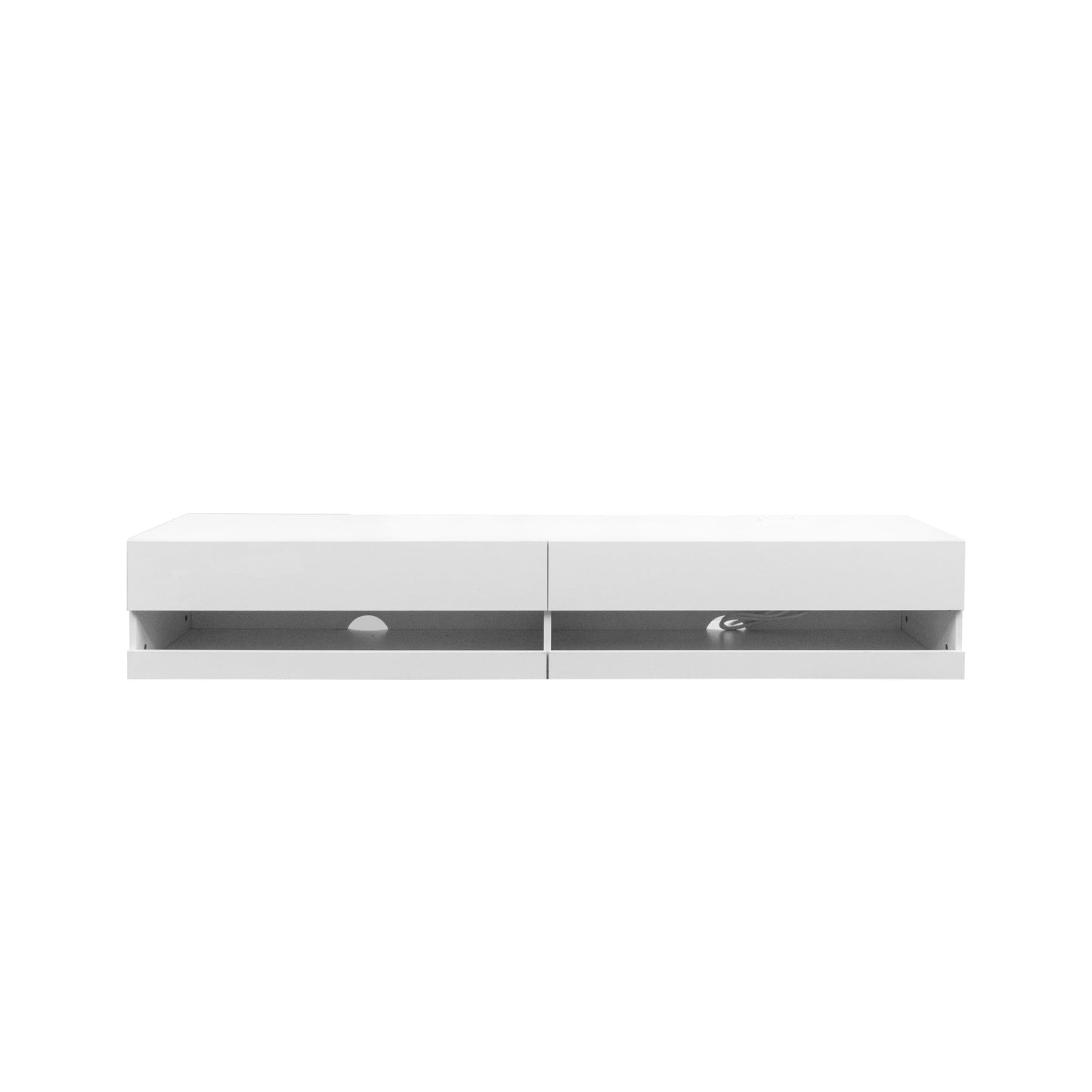180 Wall Mounted Floating 80' TV Stand with 20 Color LEDs  and  Charging Station