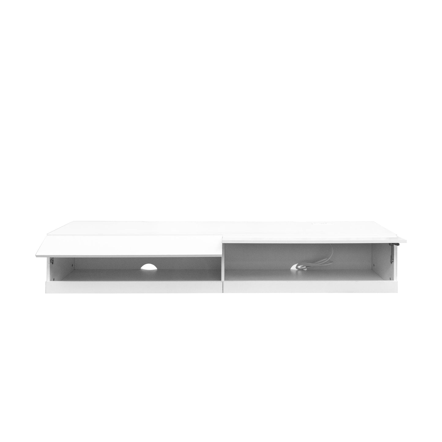 180 Wall Mounted Floating 80' TV Stand with 20 Color LEDs  and  Charging Station