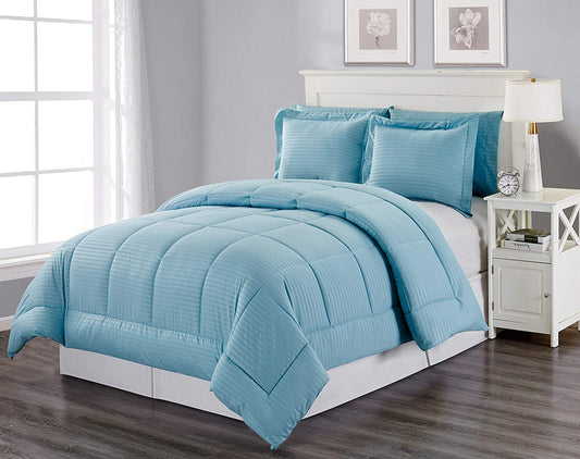 Decor&More Home Essentials 3 Piece Embossed Stripe Down Alternative Comforter Set