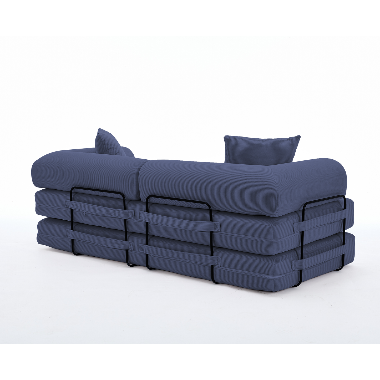 [NEW ARRIVED] [VIDEO PROVIDED] 78.5' Folding Convertible Out Sleeper Sofa Bed,4-in-1 DIY Combination Convertible Sofa,3 seat, Folding Sofa, King Size , Bedroom,Apartment,Corduroy,Blue