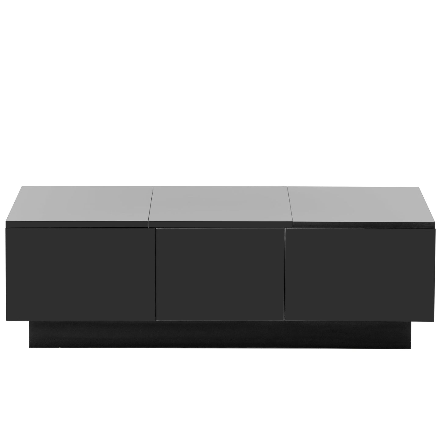 [VIDEO provided] ON-TREND Coffee Table with 2 large Hidden Storage Compartment, Extendable Cocktail Table with 2 Drawers, High-gloss Center Table with Sliding Top for Living Room, 39.3'x21.6', Black