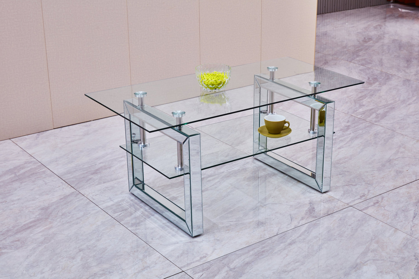 W 39.4' X D 19.7 ' X H 17.7' Transparent tempered glass coffee table, coffee table