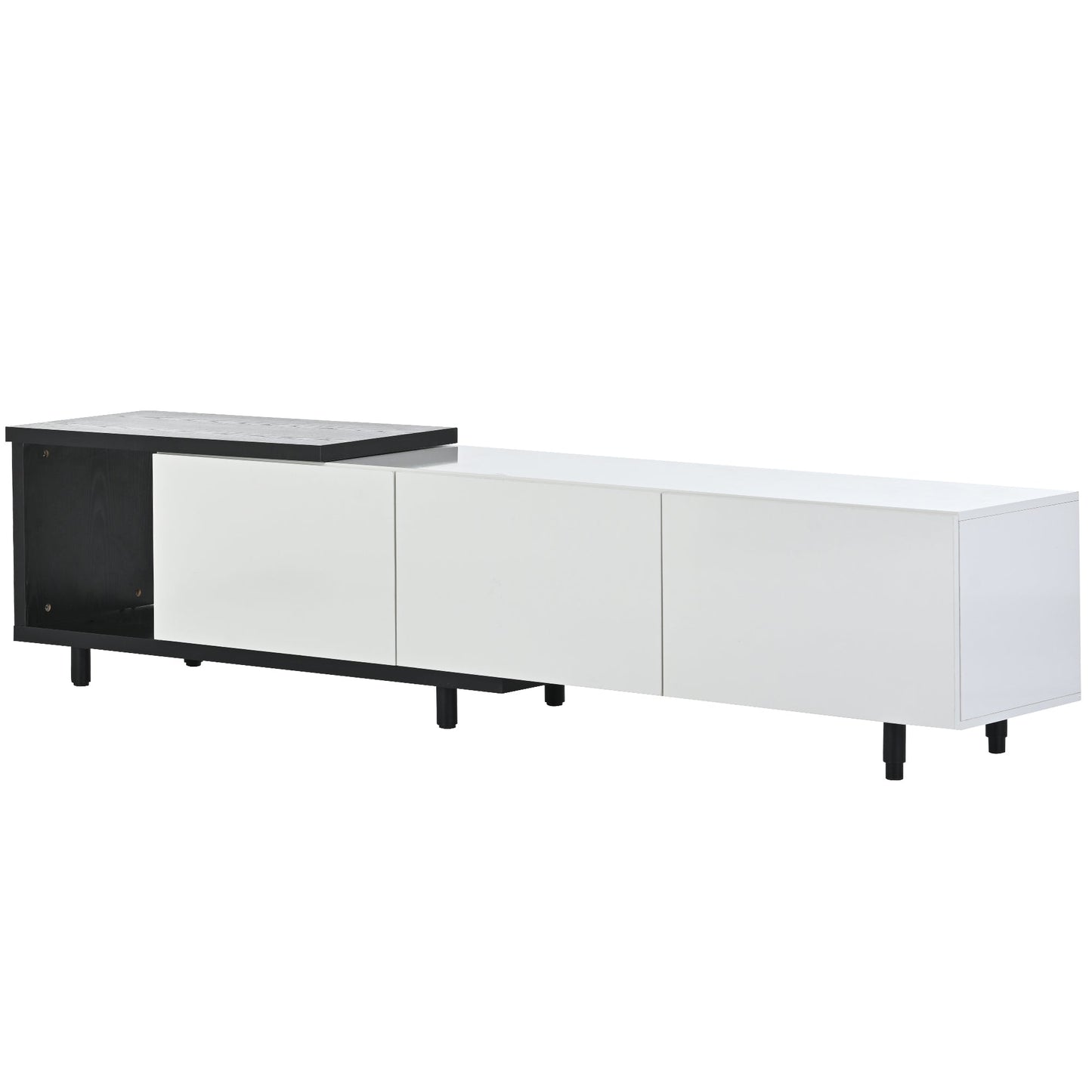 U-Can  70.1''-100'' Modern Stylish ExtendableTV Stand  TV Cabinet for 80+inch TV, Black+White (Old SKU: WF299723AAK)