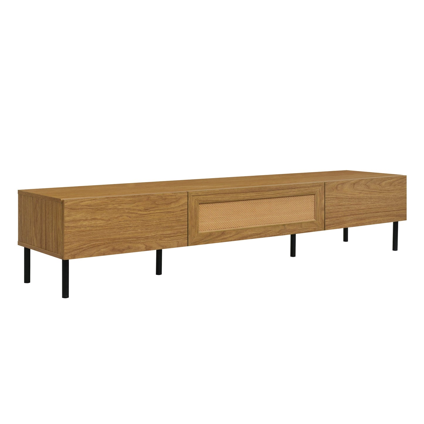 Boho TV Stand for TVs up to 80'' , Modern Farmhouse Media Console, Entertainment Center with Metal Legs, TV Cabinet for Living Room, Home Theatre
