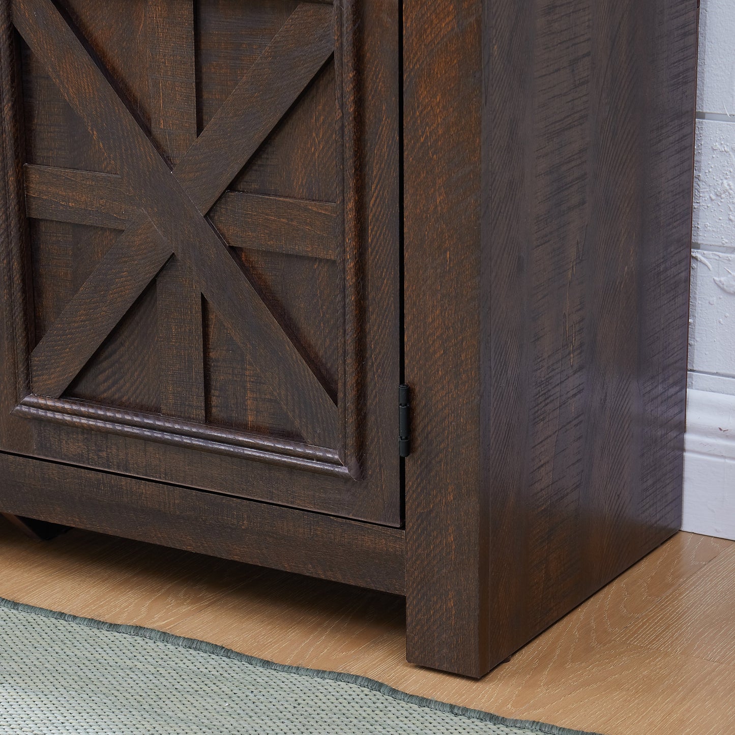 2 Doors Cabinet Farmhouse  Cabinet, Farmhouse TV Stand Barn Design,Farmhouse TV Media Stand, Large Barn Inspired Home Entertainment Console with 18' fireplace insert,Espresso,60.23'W*15.35'D*31.7'H