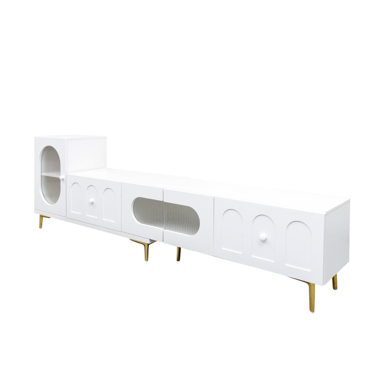 Wood Extendable TV Stand Rectangle Entertainment Center,Media TV Console for Living Room Bedroom
