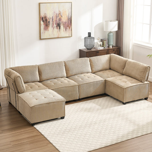 UNITED WE WIN Modular Sectional Sofa U Shaped Modular Couch with Reversible Chaise Modular Sofa Sectional Couch,6- Seat Convertible Sofa,Fit for Living Room