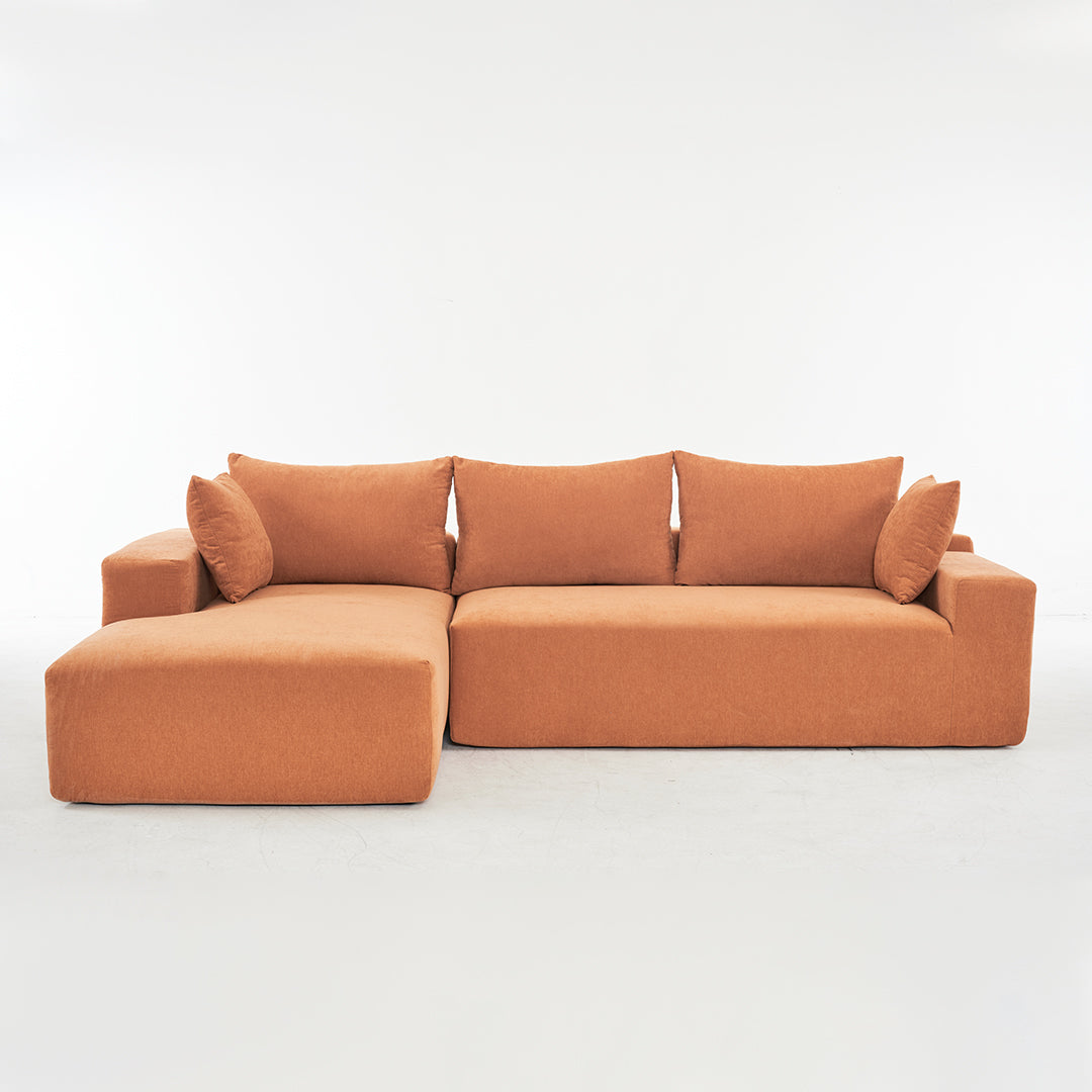 108*68 inch extra-deep modular sofa, cloud sofa, 4-person sofa, sitting and sleeping, living room Chenille modular sofa, no need to assemble, orange