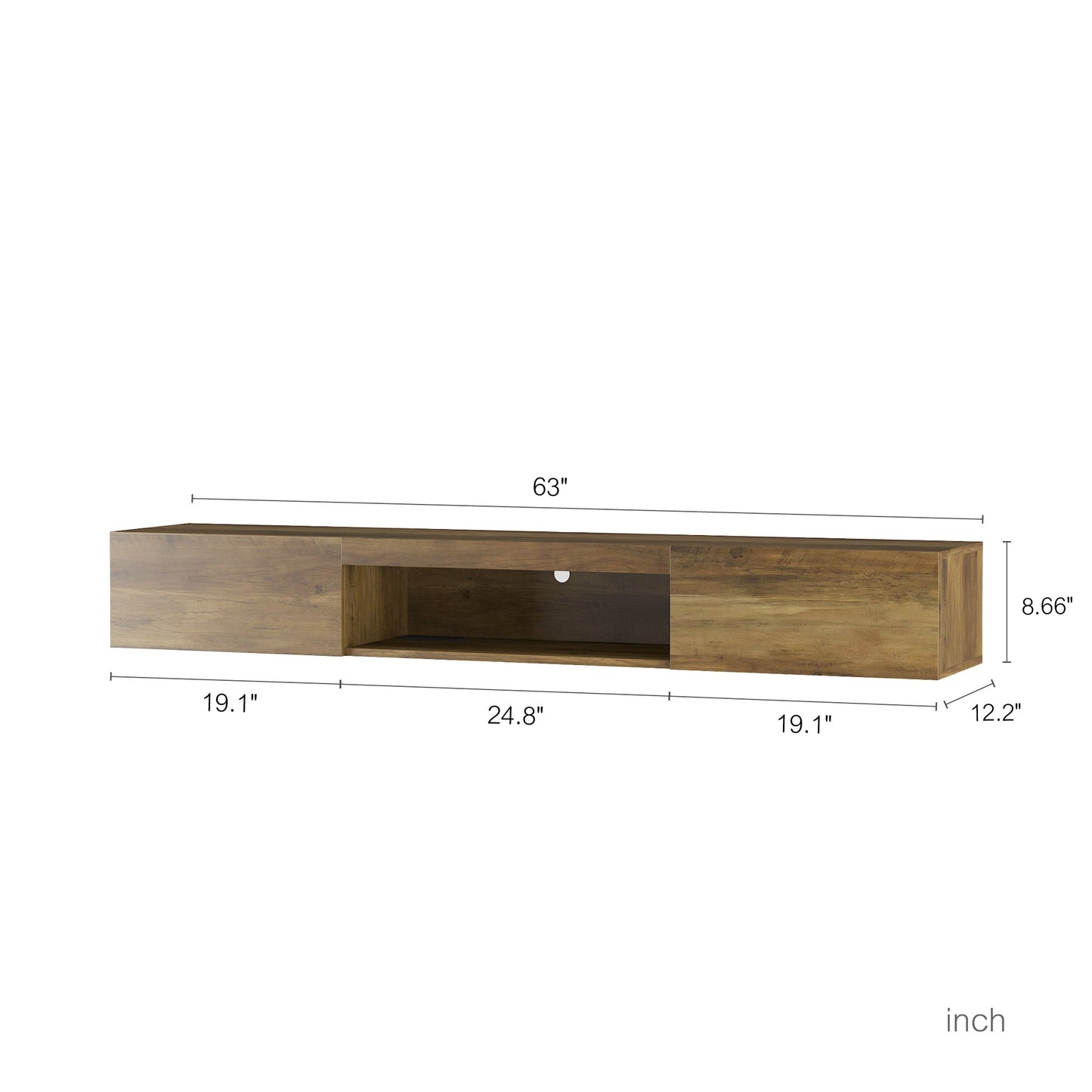 Floating TV Stand, Wall Mounted TV Shelf with LED lights & Power Outlet,Wall Mounted Floating 65' TV Stand with 16 Color LEDs-brown