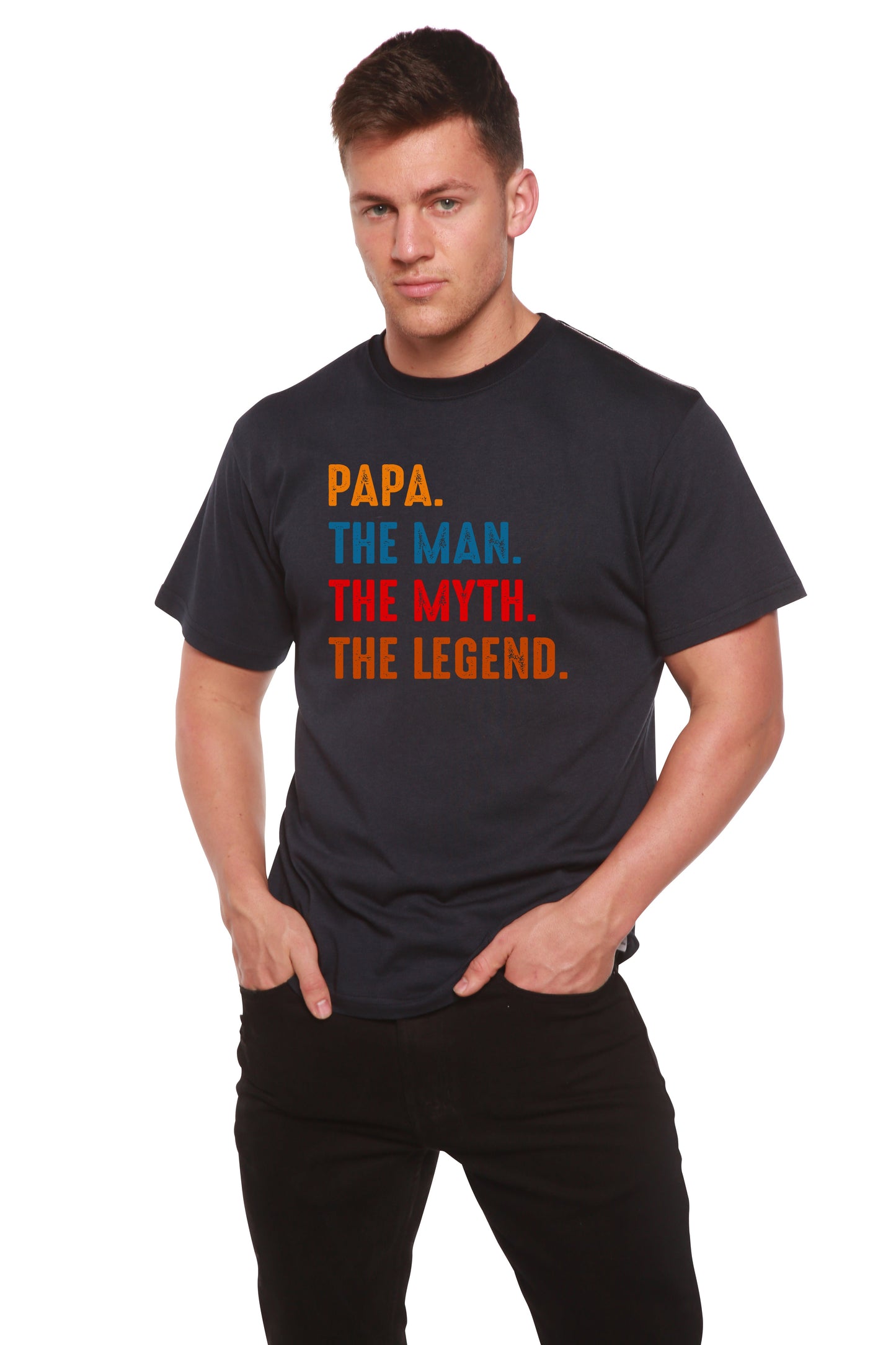 Papa, the Man, the Myth, the Legend Men's Bamboo Viscose/Organic Cotton Short Sleeve Graphic T-Shirt