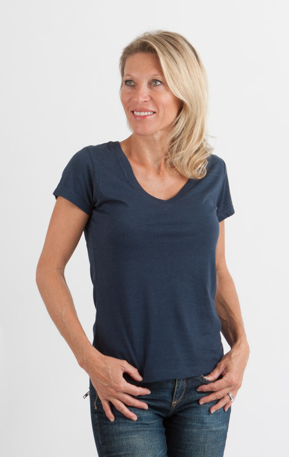 Women's Bamboo V-Neck Cap Sleeve T-Shirt