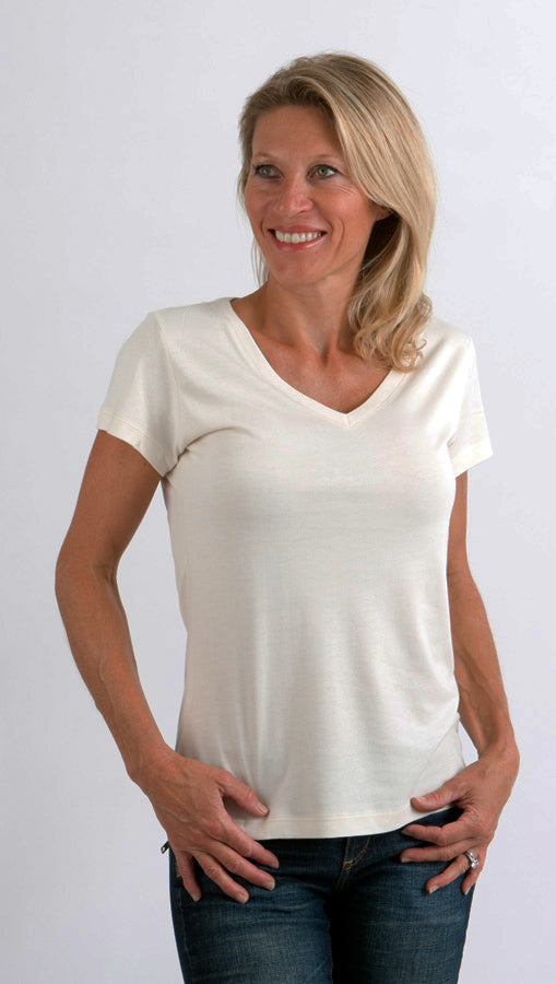 Women's Bamboo V-Neck Cap Sleeve T-Shirt
