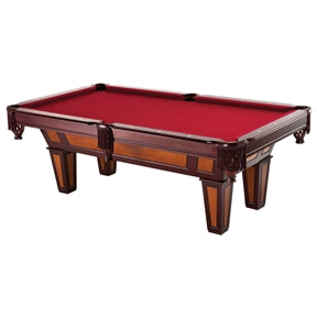 7 Ft Pool Table with Red Burgundy Wool Top and Fringe Drop Pockets