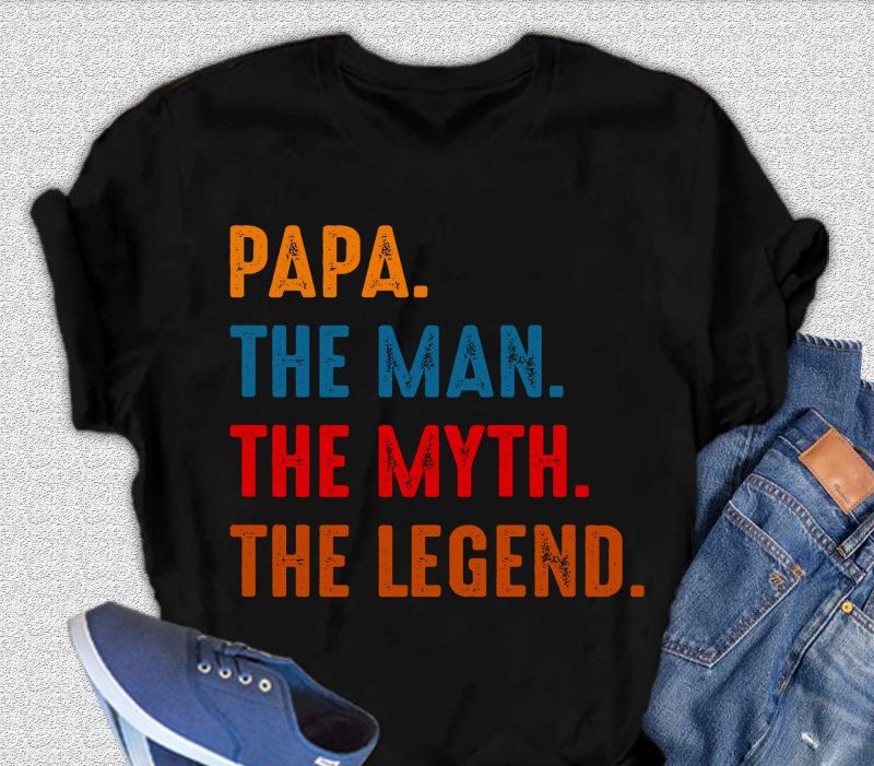 Papa, the Man, the Myth, the Legend Men's Bamboo Viscose/Organic Cotton Short Sleeve Graphic T-Shirt