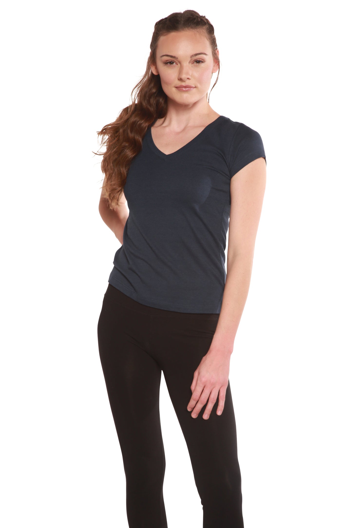 Women's Bamboo V-Neck Cap Sleeve T-Shirt