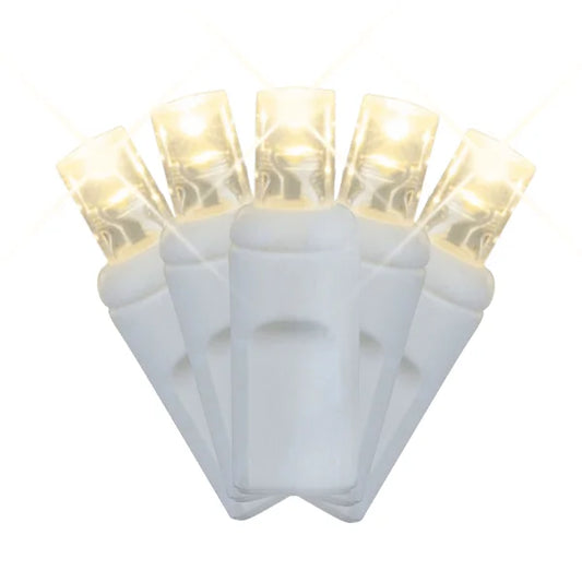 LED Mini Lights 5MM White Wire Warm White Twinkle 4:1 -6" Spacing