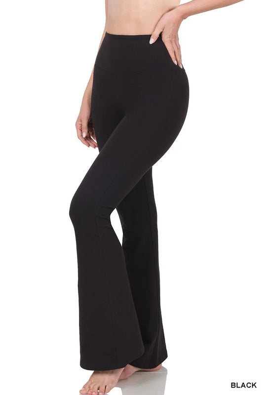 Zenana Wide Waistband Yoga Flare Pants - Lee's Retail 