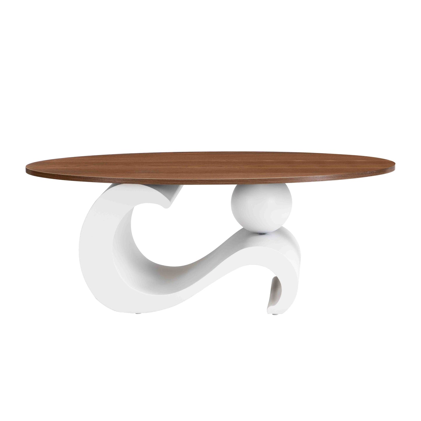 White Nesting Coffee Table Set of 2, Oral and Round Coffee Table Set, Table for Living Room, Large 47.24'', Small 19.69''