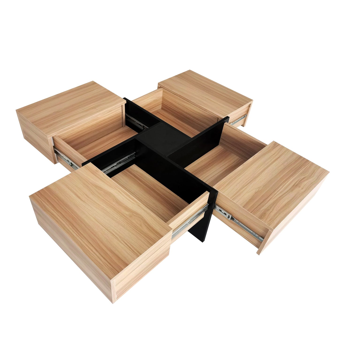 ON-TREND Unique Design Coffee Table with 4 Hidden Storage Compartments, Square Cocktail Table with Extendable Sliding Tabletop, UV High-gloss Design Center Table for Living Room, 31.5'x 31.5'