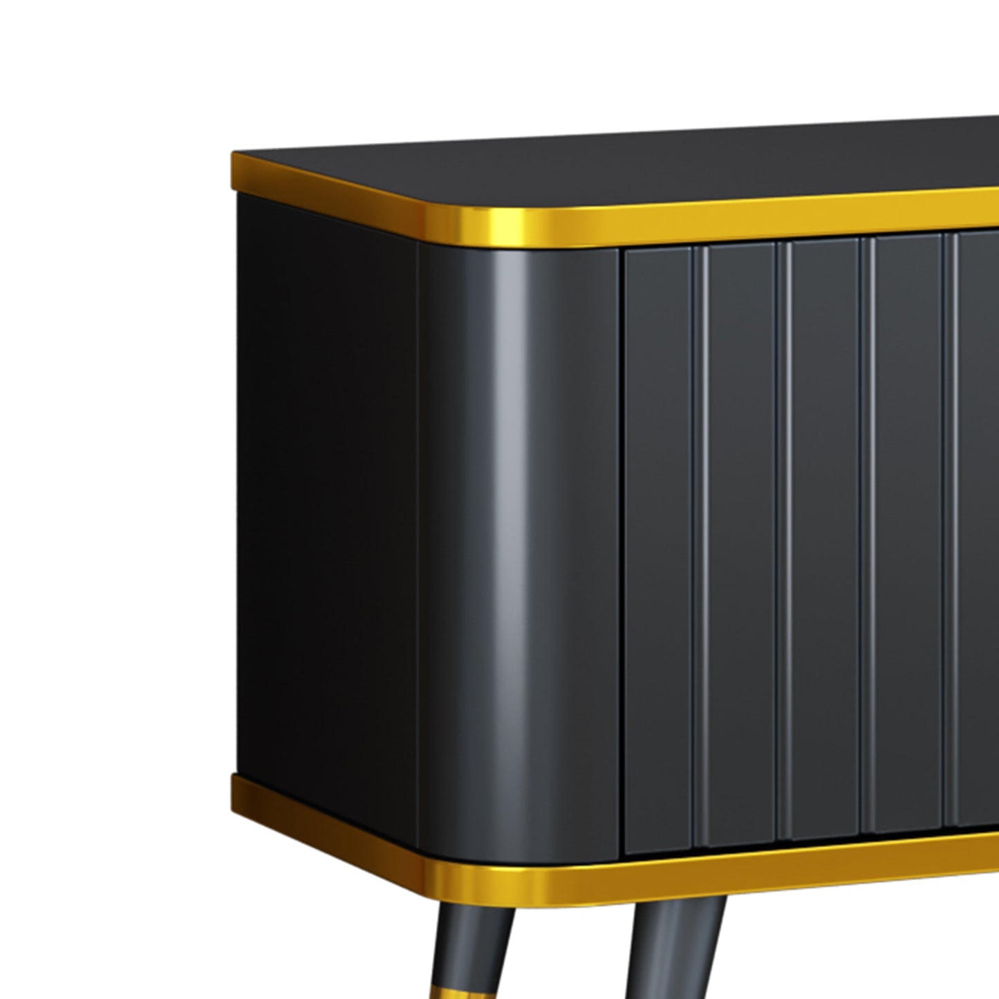 ON-TREND Luxury Minimalism TV Stand with Open Storage Shelf for TVs Up to 85', Entertainment Center with Cabinets and Drawers, Practical Media Console with Unique Legs for Living Room, Black