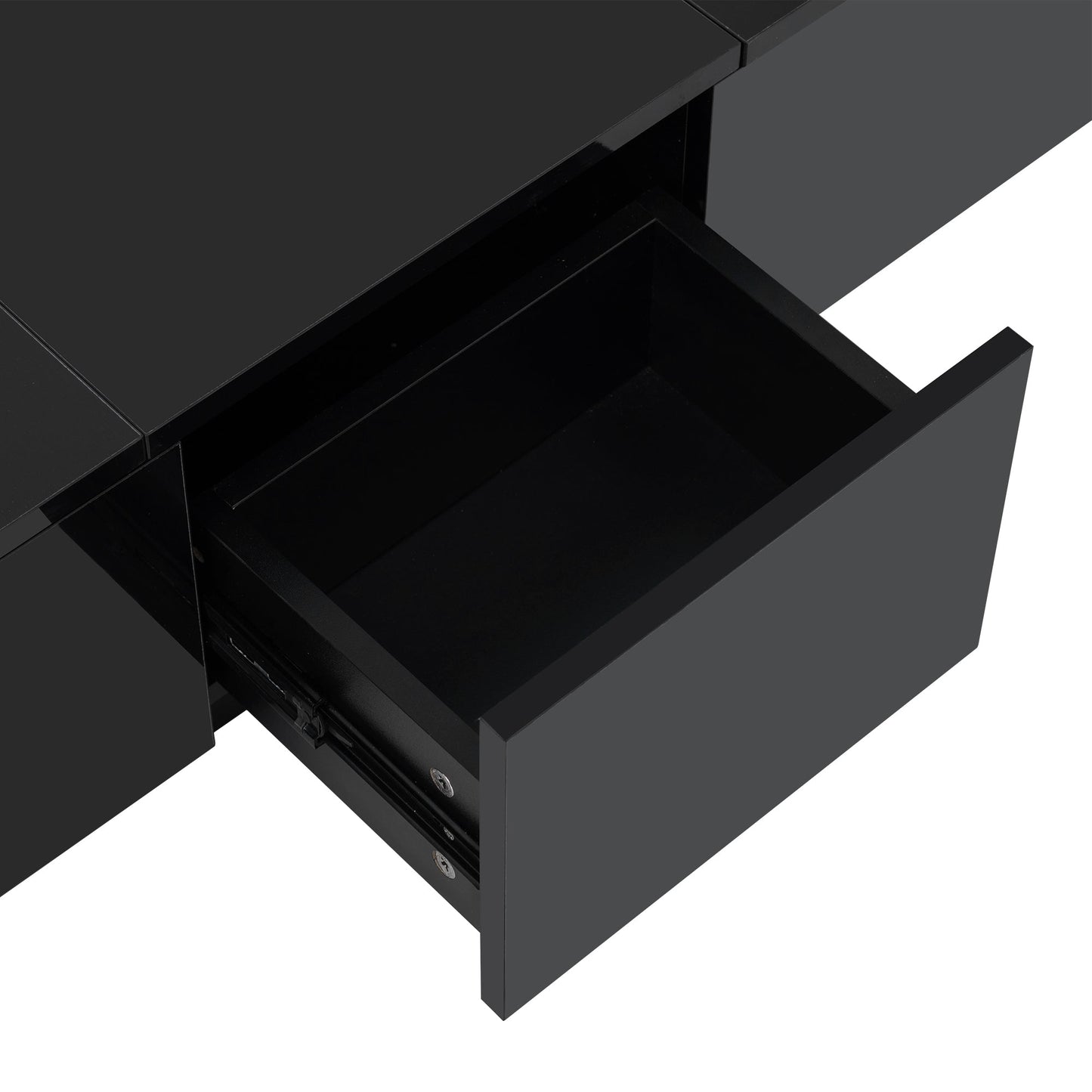 [VIDEO provided] ON-TREND Coffee Table with 2 large Hidden Storage Compartment, Extendable Cocktail Table with 2 Drawers, High-gloss Center Table with Sliding Top for Living Room, 39.3'x21.6', Black