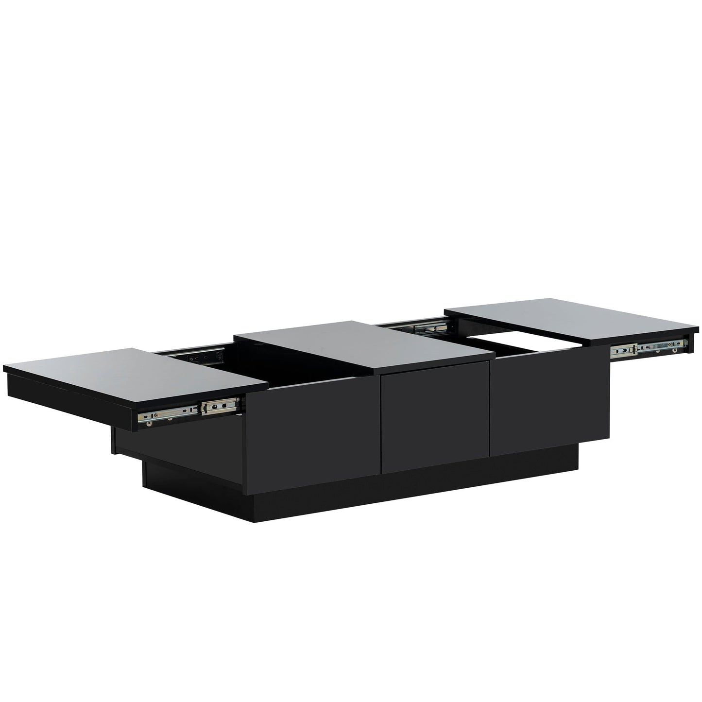 [VIDEO provided] ON-TREND Coffee Table with 2 large Hidden Storage Compartment, Extendable Cocktail Table with 2 Drawers, High-gloss Center Table with Sliding Top for Living Room, 39.3'x21.6', Black