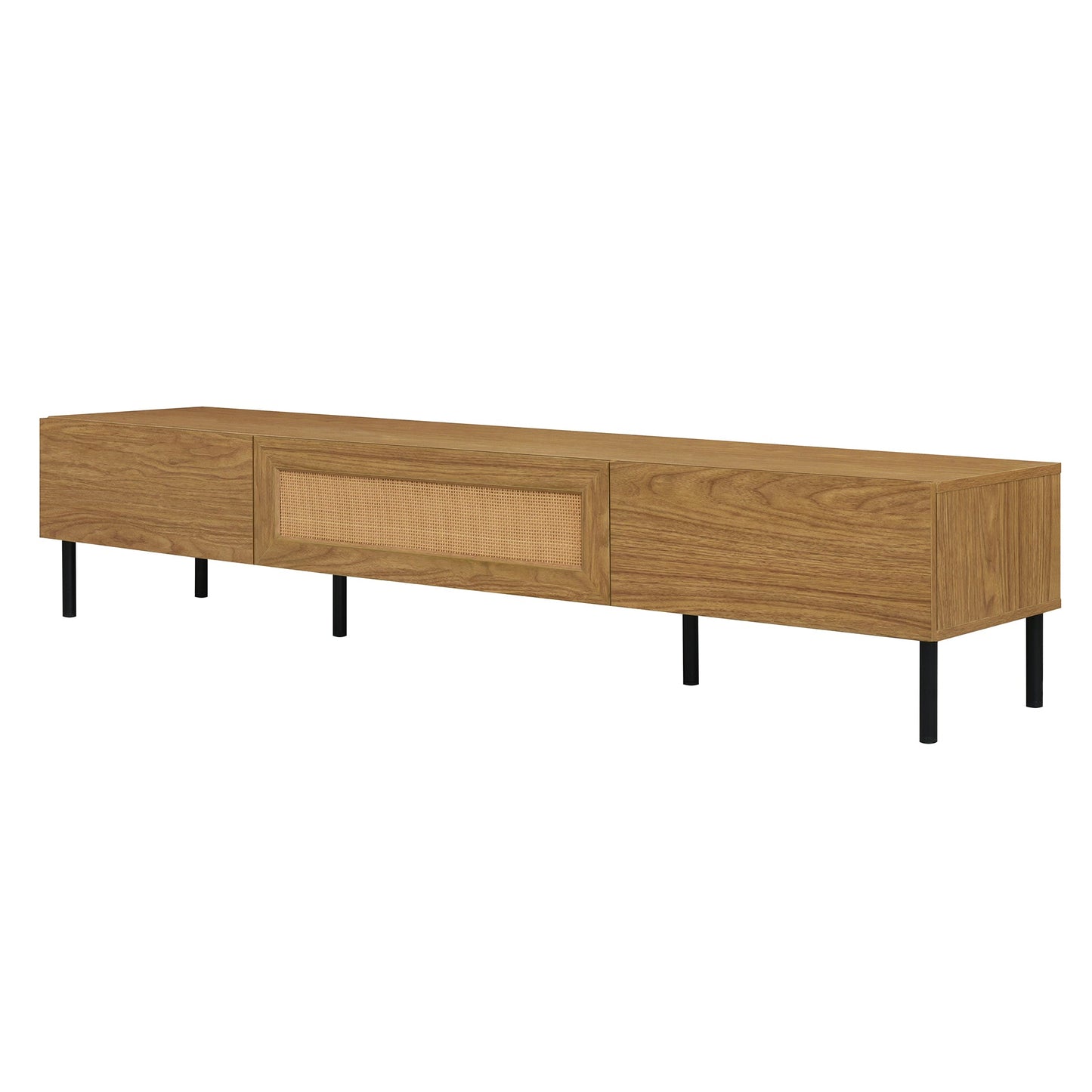 Boho TV Stand for TVs up to 80'' , Modern Farmhouse Media Console, Entertainment Center with Metal Legs, TV Cabinet for Living Room, Home Theatre
