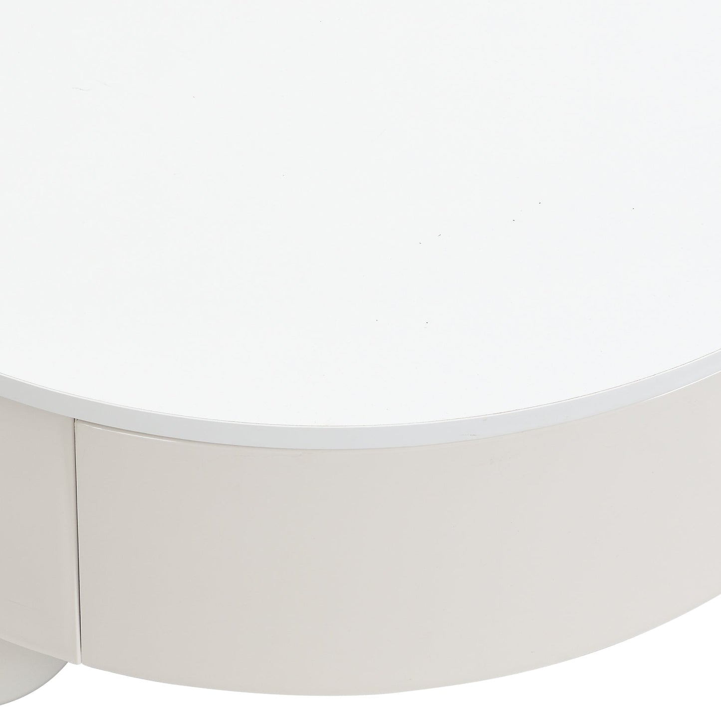 Round Nesting Coffee Table Set of 2, Coffee Table with Storage Drawer, White Plastic Center Table for Living Room, Large 27.56'', Small 19.69''