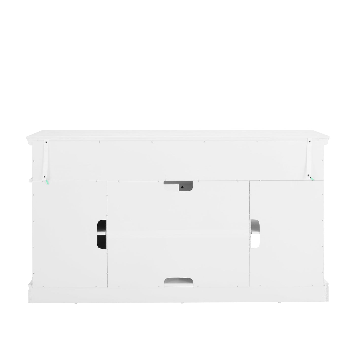 Media Console Table with Storage Cabinet, Mid Century Modern TV Console with 23' Fireplace Insert, Multipurpose Sliding Door TV Cabinet  Large Storage Space, 58.11'W*15.79'D*32.36'H Antique White