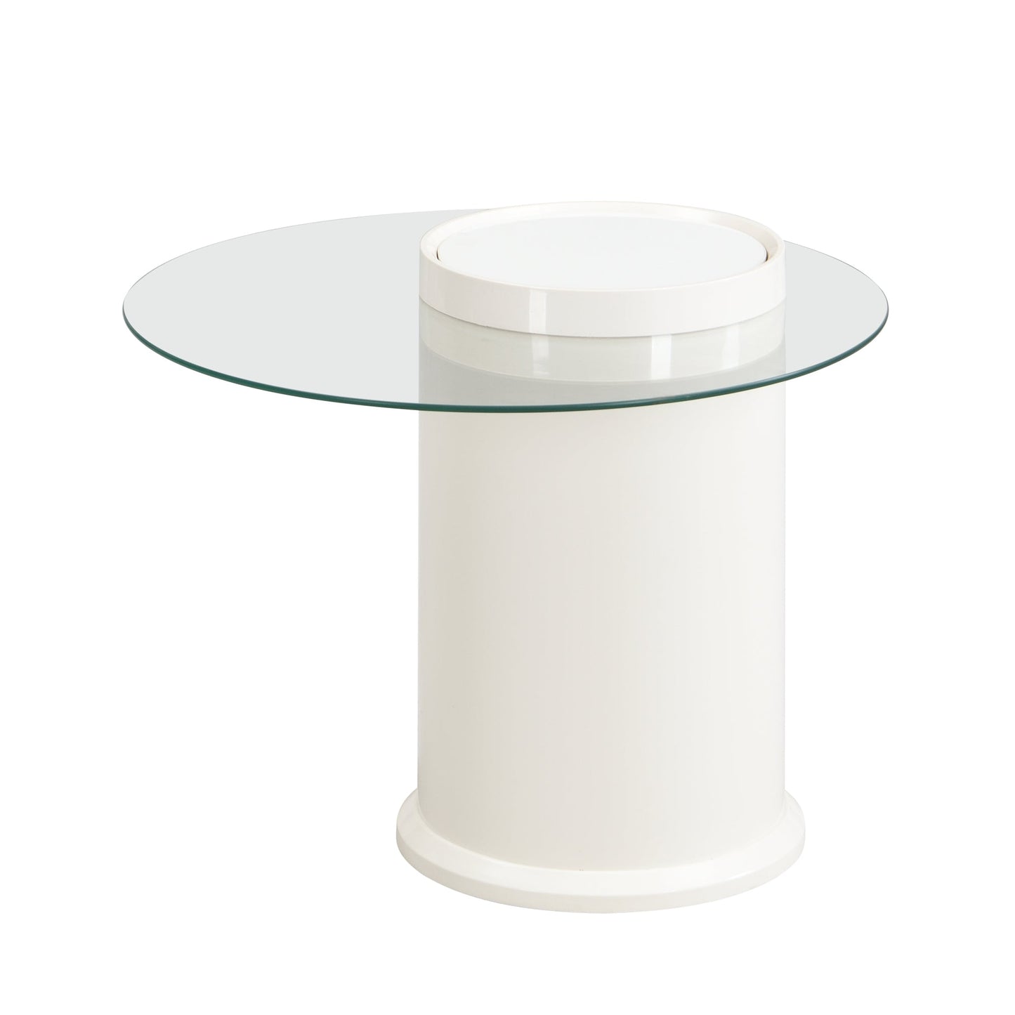 Round Nesting Coffee Table Set of 2, Coffee Table with Storage Drawer, White Plastic Center Table for Living Room, Large 27.56'', Small 19.69''