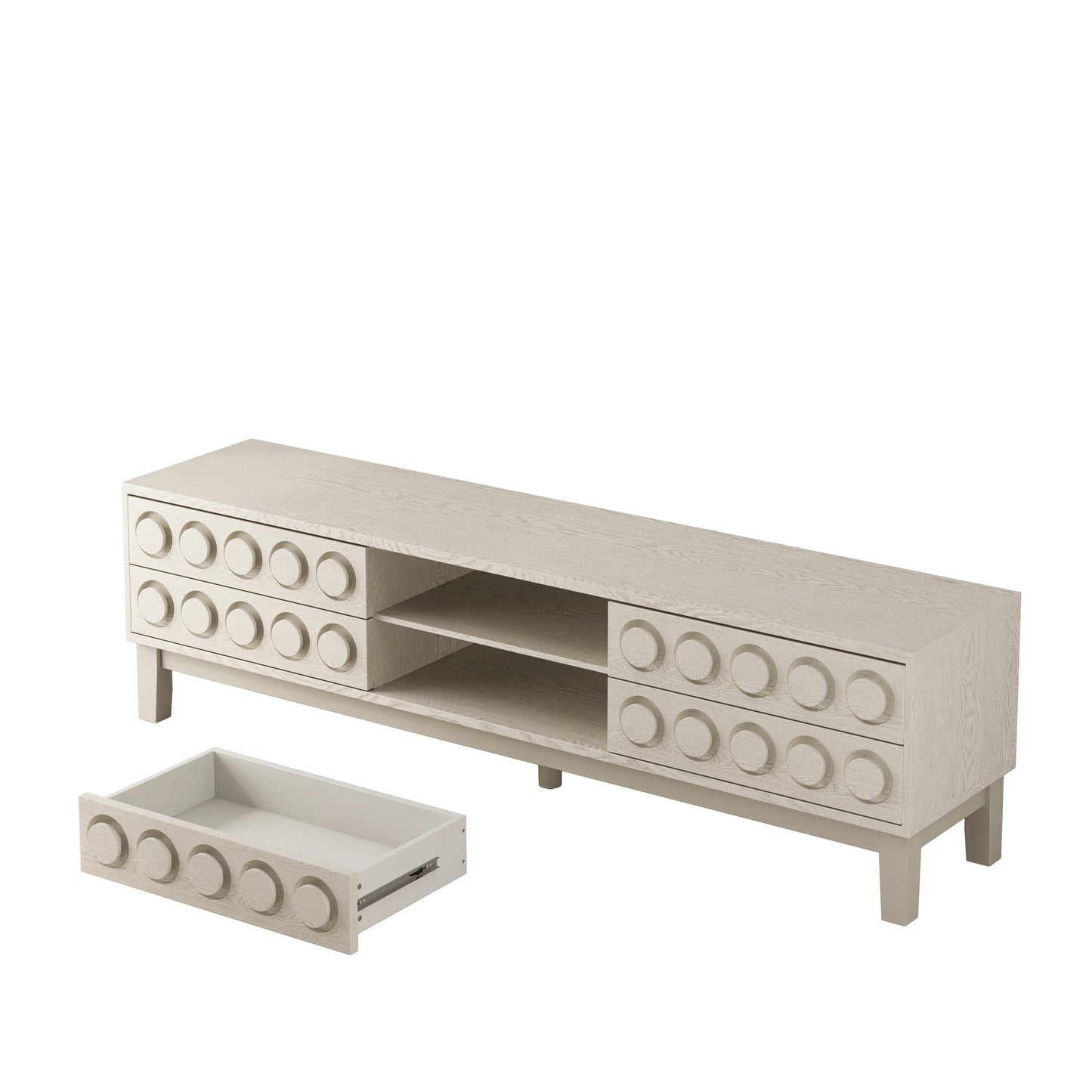 TV Stand for TVs up to 75', Media Console with 4 Drawers, Entertainment Center with Storage for Living Room and Bedroom(White)