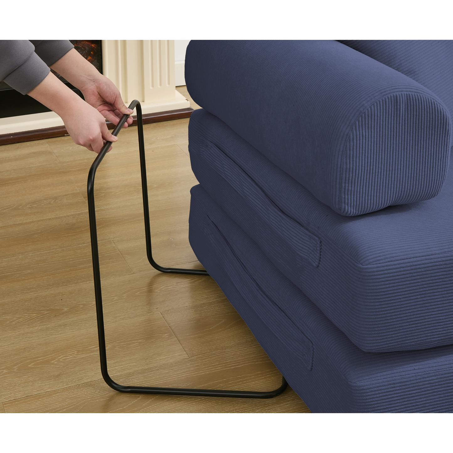 [NEW ARRIVED] [VIDEO PROVIDED] 78.5' Folding Convertible Out Sleeper Sofa Bed,4-in-1 DIY Combination Convertible Sofa,3 seat, Folding Sofa, King Size , Bedroom,Apartment,Corduroy,Blue