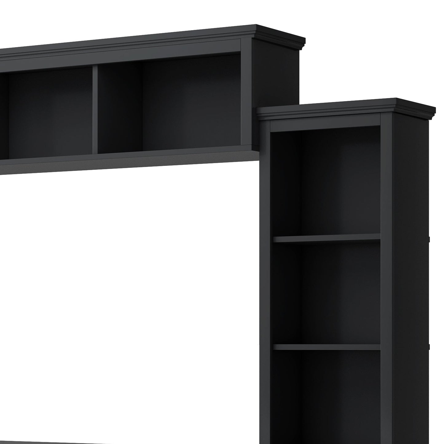 [VIDEO provided] ON-TREND Minimalism Entertainment Wall Unit with Bridge, Modern TV Console Table for TVs Up to 70', Multifunctional TV Stand with Tempered Glass Door, Black (Old SKU: SD000009AAB)