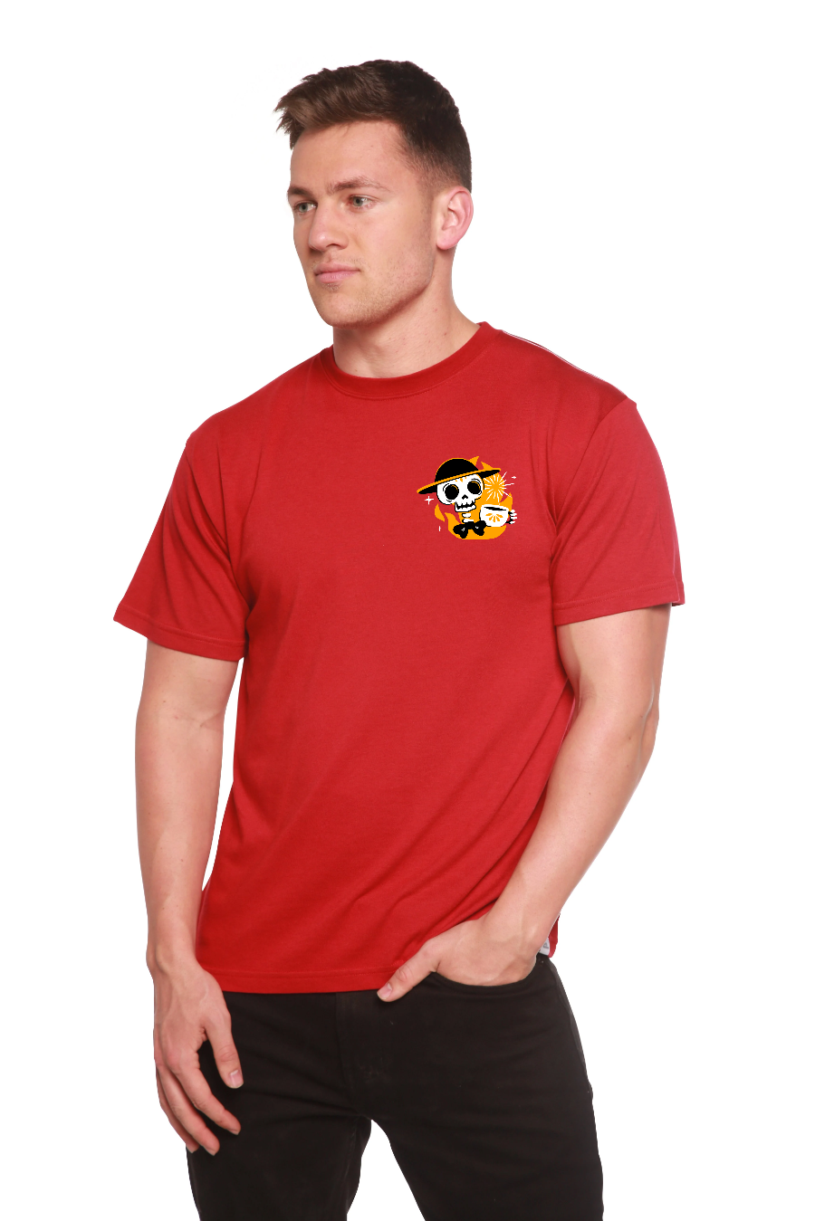 Skull with Coffee Bamboo Viscose/Organic Cotton Short Sleeve Printed T-Shirt