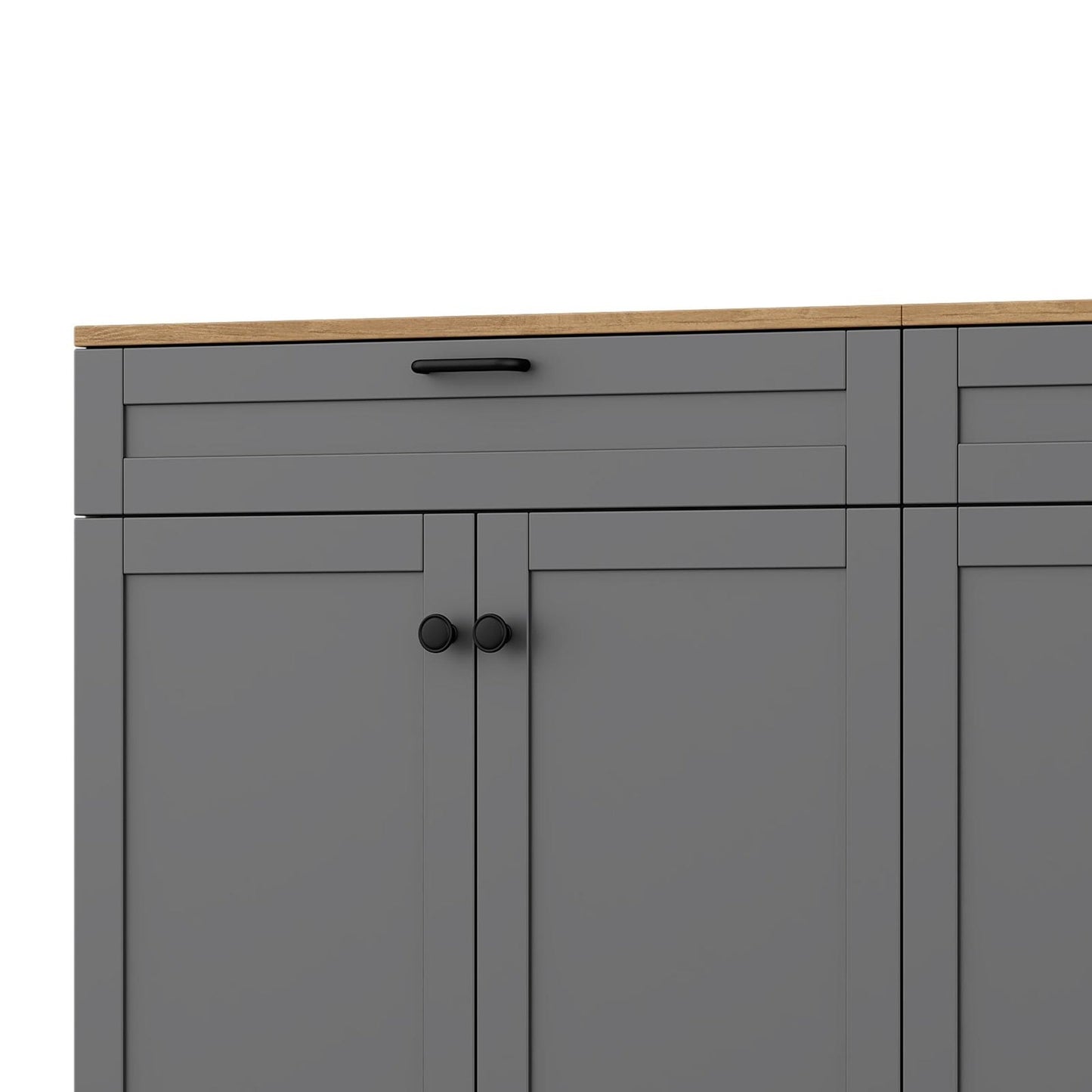ON-TREND Farmhouse TV Stand with 2 Drawers for TVs Up to 70', Versatile Wood Grain Sideboard with Adjustable Shelves, Mid-Century Buffet Cabinet with Rustic Handles for Living Room/Bedroom, Grey
