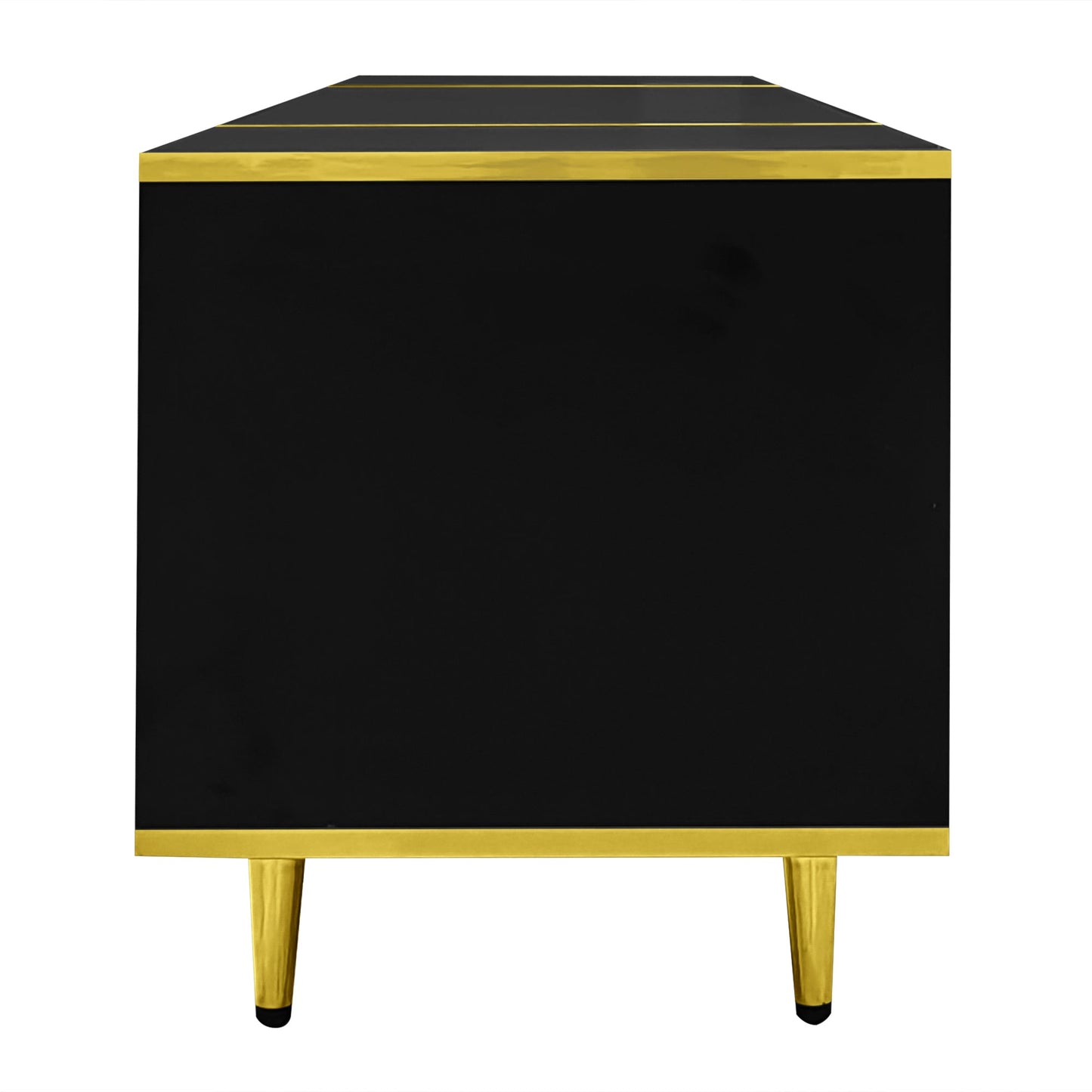 U-Can 70.9'' Modern TV Stand for TVs up to 80 Inches, Entertainment Center with 2 Shelves and LED Lights, TV Storage Cabinet with 2 Drawers, 2 Cabinets and Metal Legs for Living room