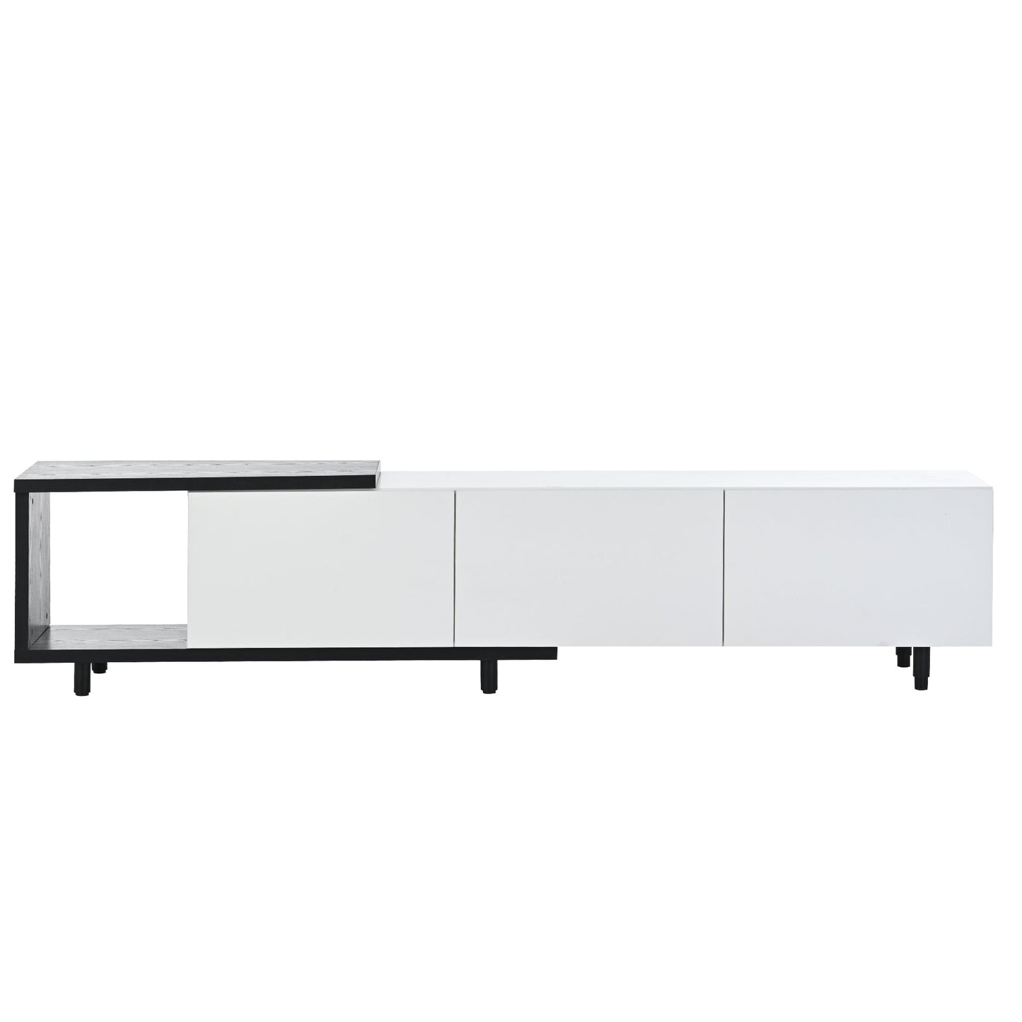 U-Can  70.1''-100'' Modern Stylish ExtendableTV Stand  TV Cabinet for 80+inch TV, Black+White (Old SKU: WF299723AAK)