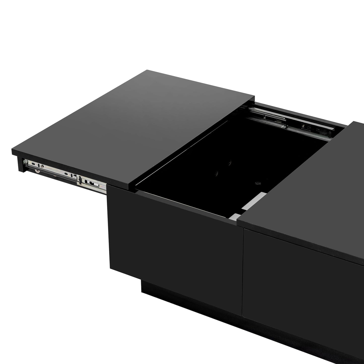 [VIDEO provided] ON-TREND Coffee Table with 2 large Hidden Storage Compartment, Extendable Cocktail Table with 2 Drawers, High-gloss Center Table with Sliding Top for Living Room, 39.3'x21.6', Black