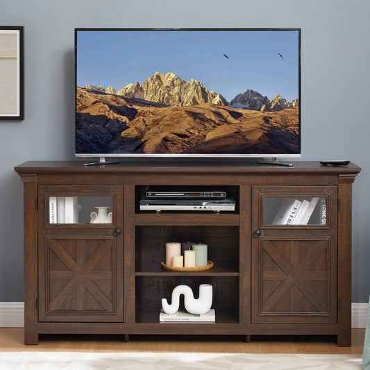 2 Doors Cabinet Farmhouse  Cabinet, Farmhouse TV Stand Barn Design,Modern Farmhouse TV Media Stand, Large Barn Inspired Home Entertainment Console,Espresso, 60.23'W*15.35'D*31.7'H