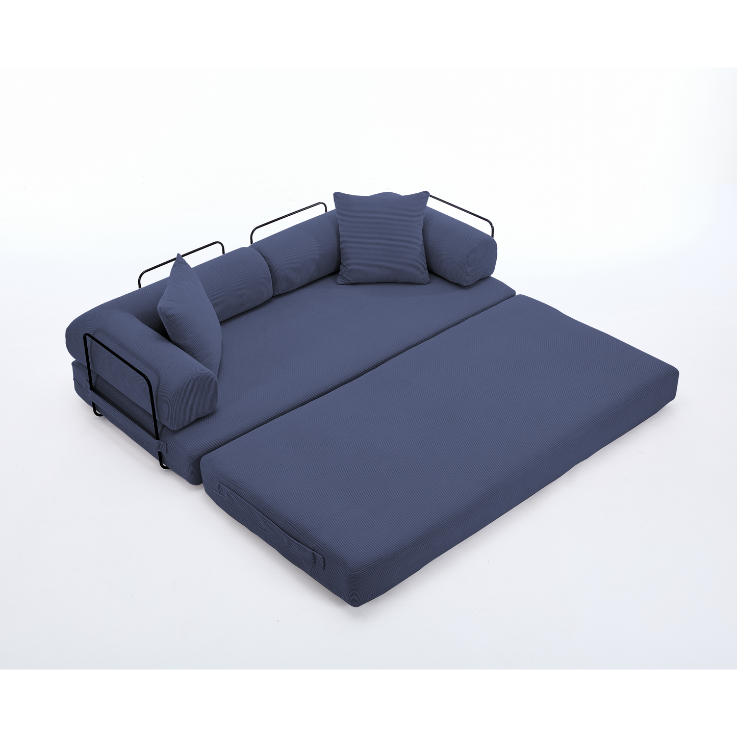 [NEW ARRIVED] [VIDEO PROVIDED] 78.5' Folding Convertible Out Sleeper Sofa Bed,4-in-1 DIY Combination Convertible Sofa,3 seat, Folding Sofa, King Size , Bedroom,Apartment,Corduroy,Blue