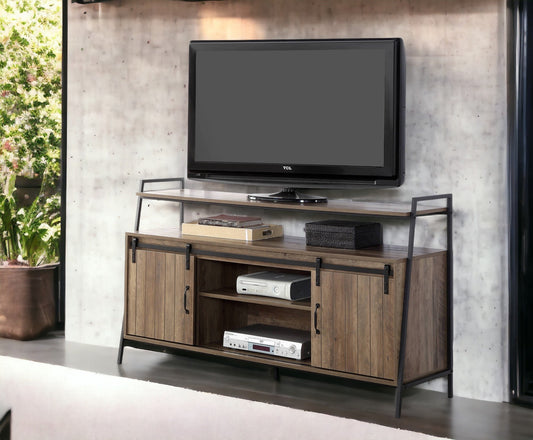Rashawn Rustic Oak & Black Finish TV Stand