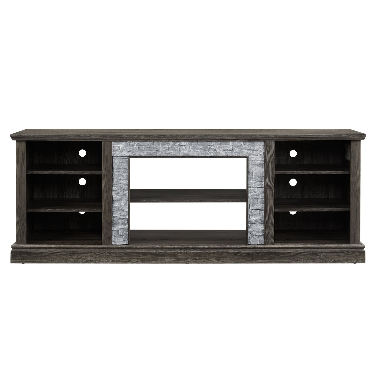 Large TV Stand TV Desk Storage Rack with Faux Stacked Stone Surround,Media Console Table with Large Storage Cabinet,Modern TV Media Entertaionment Stand,GREY, 70.12'W*15.35'D*25.83'H